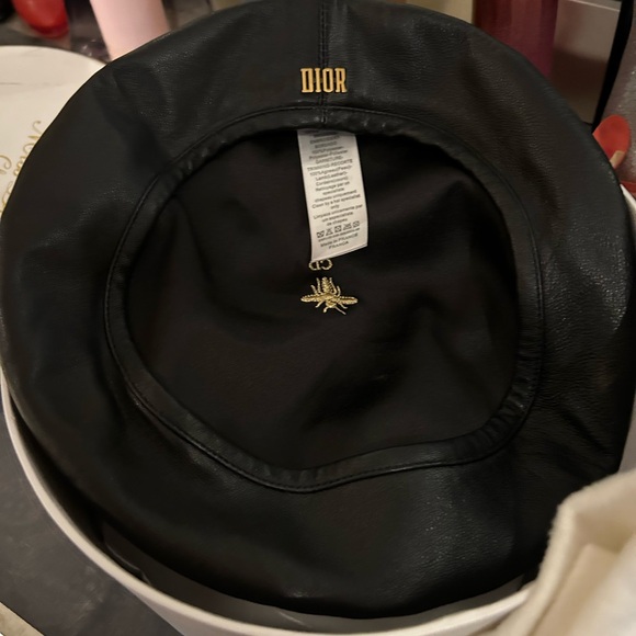Dior Vintage Lambskin Leather Beret Logo Black Cap w/Dior Bag, Hat Box & Pillow! - Picture 3 of 17